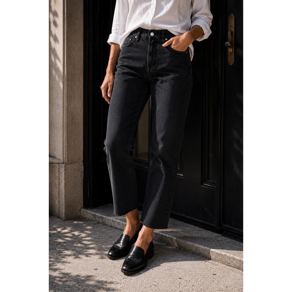 NWT Frank & Eileen Monaghan 1995 Wash Italian Denim High Rise Jeans Black 28